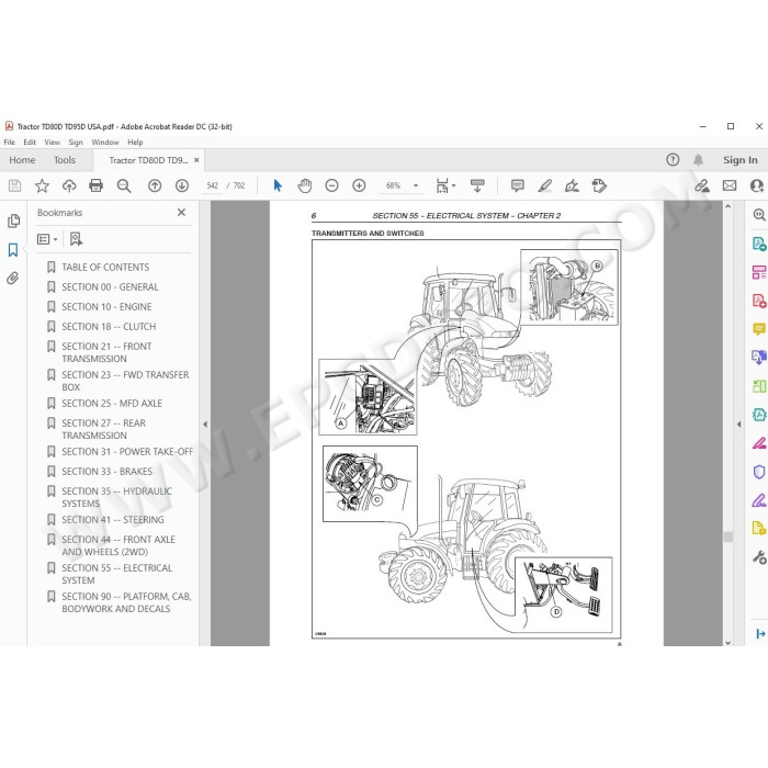 New Holland Tractor TD80D TD95D service manual