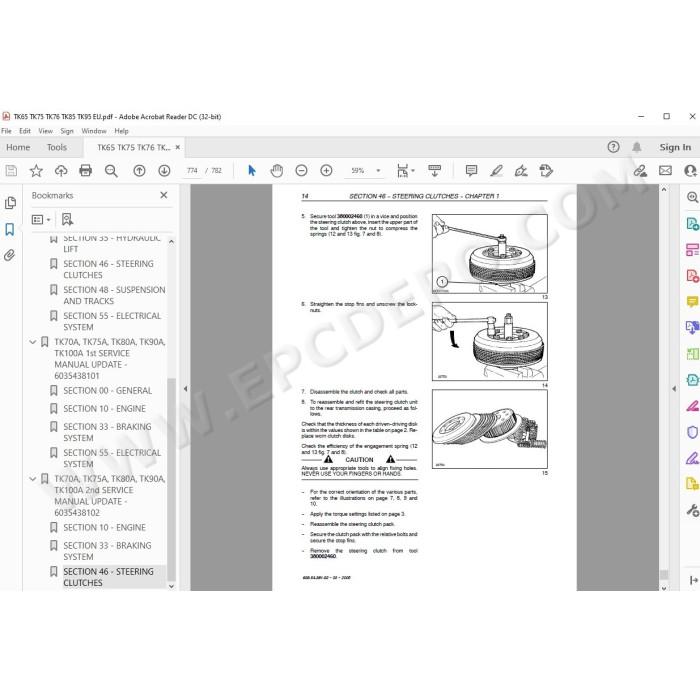 New Holland Tractor TK65 TK75 TK76 TK85 TK95 service manual