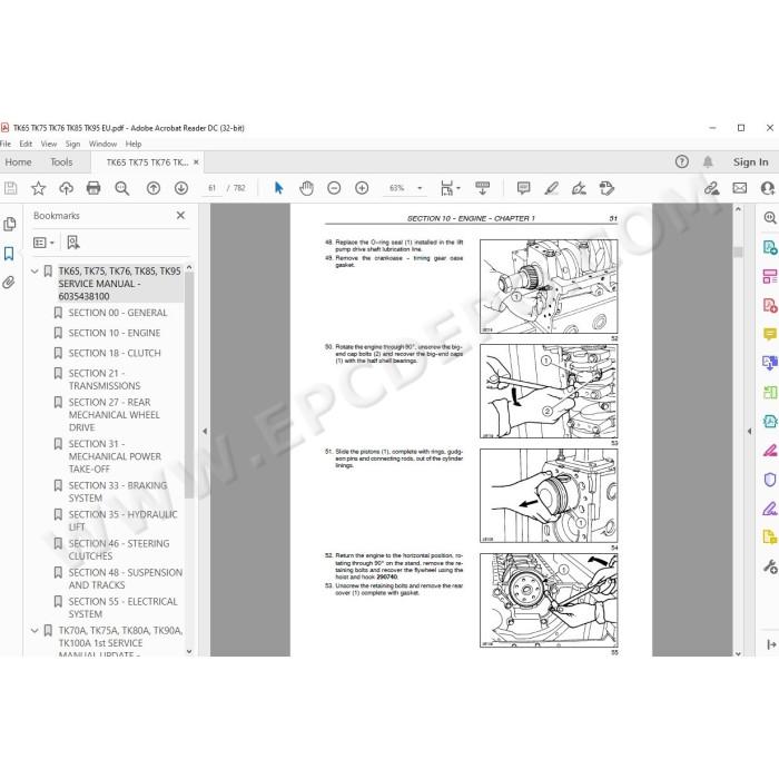 New Holland Tractor TK65 TK75 TK76 TK85 TK95 service manual