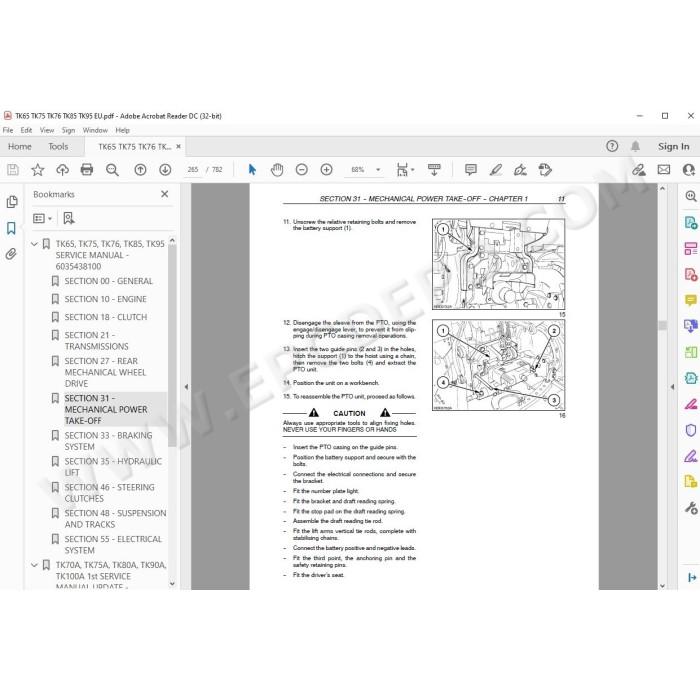 New Holland Tractor TK65 TK75 TK76 TK85 TK95 service manual