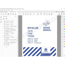 New Holland Tractor TK76 TK85 TK85M service manual