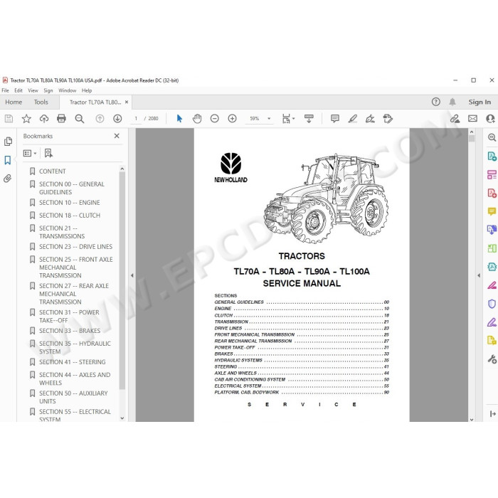 New Holland Tractor TL70A TL80A TL90A TL100A service manual