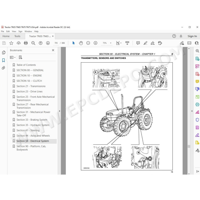 New Holland Tractor TN55 TN65 TN70 TN75 service manual