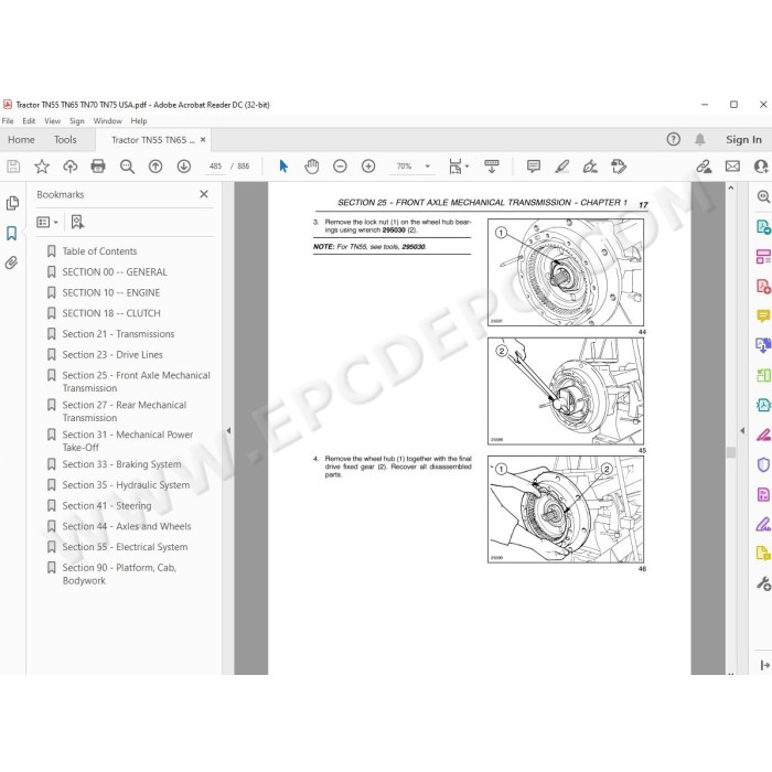 New Holland Tractor TN55 TN65 TN70 TN75 service manual