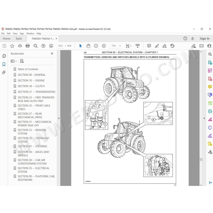 New Holland Tractor TN60SA TN70SA TN75SA service manual