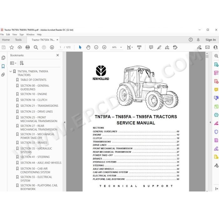 New Holland Tractor TN75FA TN85FA TN95FA service manual