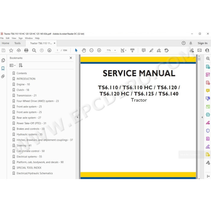New Holland Tractor TS6.110 TS6.120 TS6.125 TS6.140 service manual