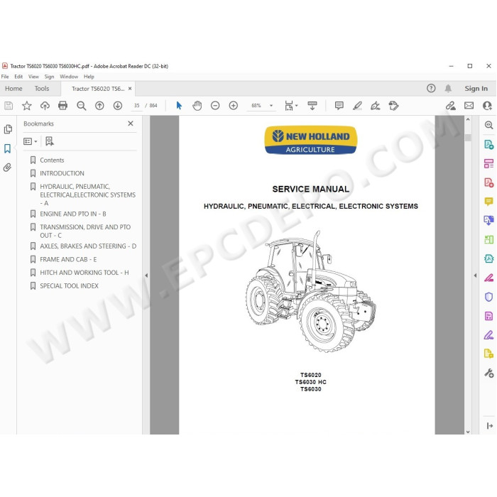 New Holland Tractor TS6020 TS6030 TS6030HC service manual