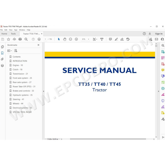 New Holland Tractor TT35 TT40 TT45 service manual