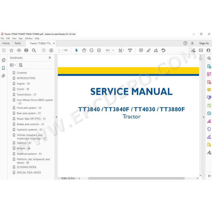 New Holland Tractor TT3840F TT3840 TT4030 TT3880F service manual