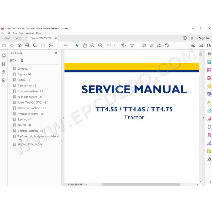 New Holland Tractor TT4.55 TT4.65 TT4.75 Tier 3 service manual