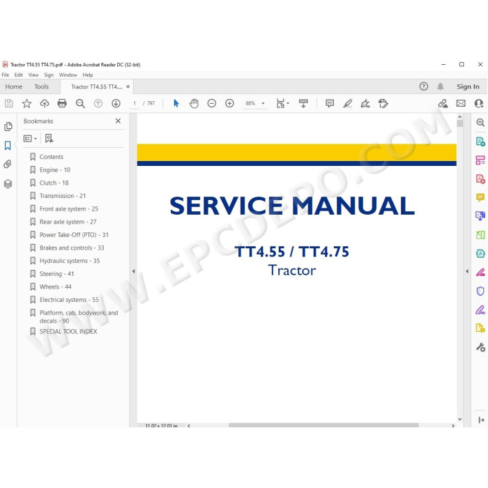 New Holland Tractor TT4.55 TT4.75 Tier 1 service manual