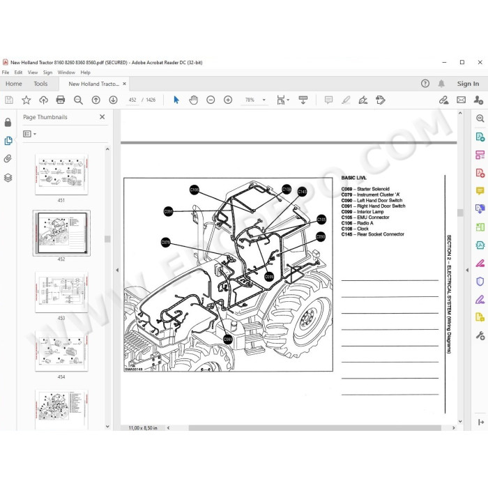 New Holland Tractor 8160 8260 8360 8560 service manual