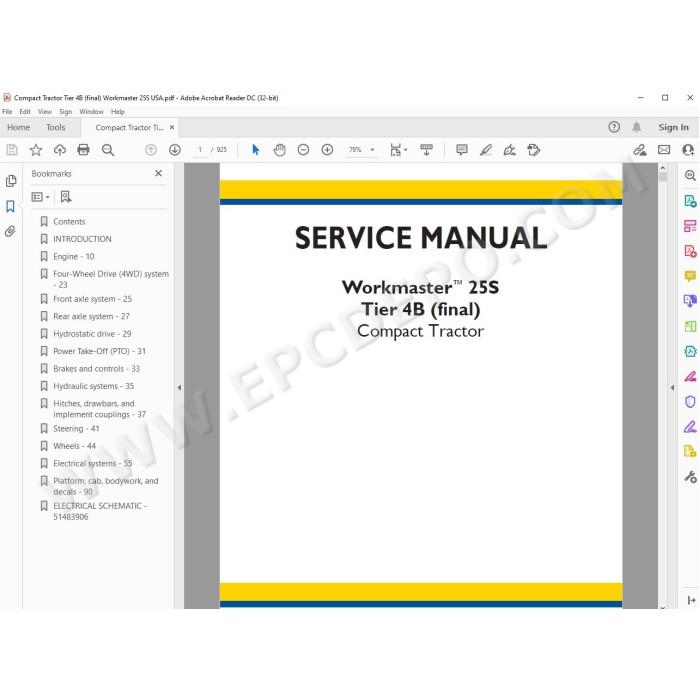 New Holland Tractor Workmaster 25S Tier 4B service manual