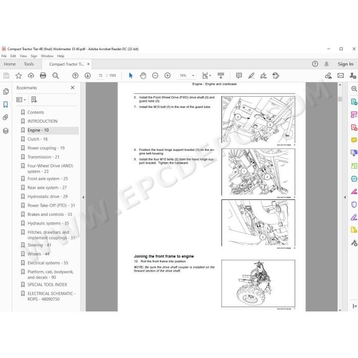 New Holland Tractor Workmaster 35 40 Tier 4B service manual