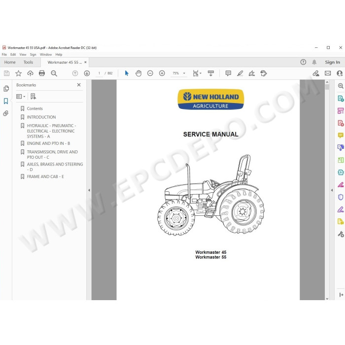 New Holland Tractor Workmaster 45 55 service manual