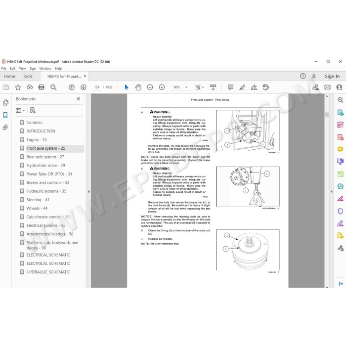 New Holland Self-Propelled Windrower H8040 service manual