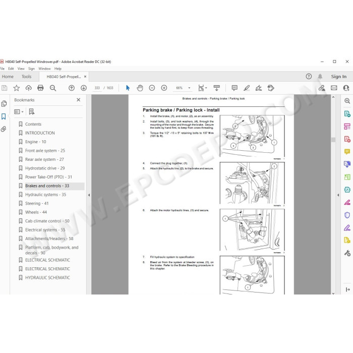 New Holland Self-Propelled Windrower H8040 service manual