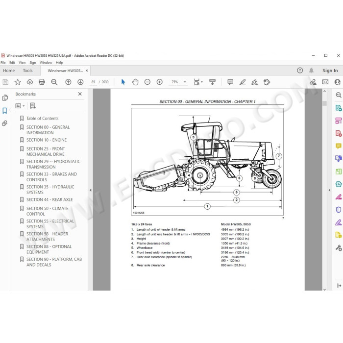 New Holland Self-Propelled Windrower HW305 HW305S HW325 service manual
