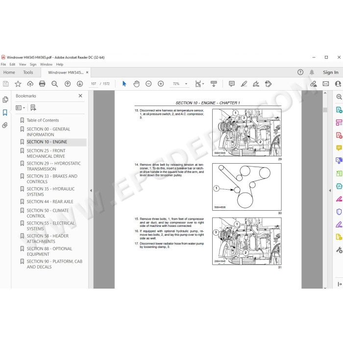 New Holland Self-Propelled Windrower HW345 HW365 service manual