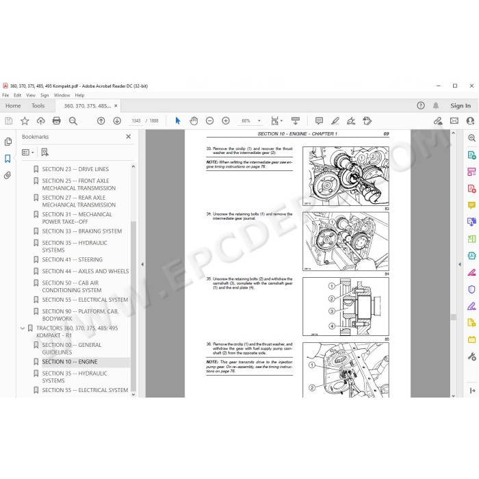 Steyr Tractor 360 370 375 485 495 Kompakt service manual