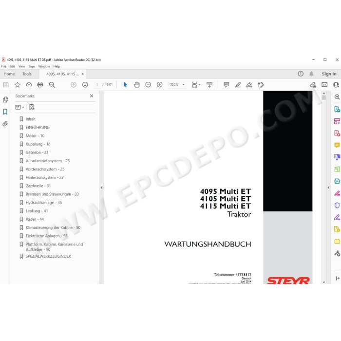 Steyr Tractor 4095 4105 4115 Multi ET service manual DE