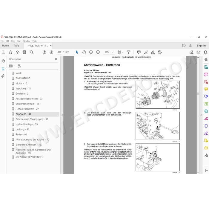 Steyr Tractor 4095 4105 4115 Multi ET service manual DE