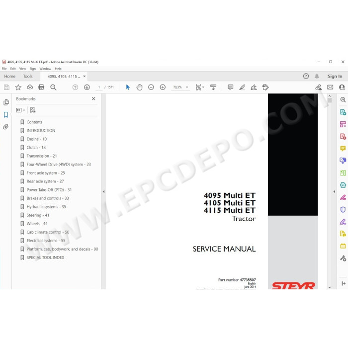 Steyr Tractor 4095 4105 4115 Multi ET service manual