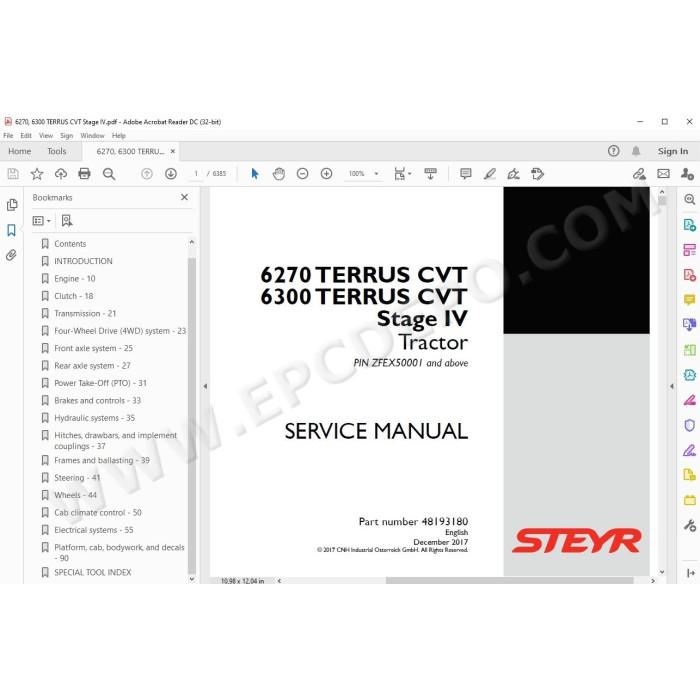 Steyr Tractor 6270 6300 Terrus CVT Stage IV service manual