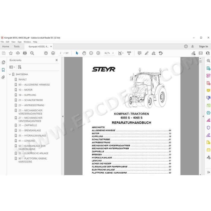 Steyr Tractor Kompakt 4055S 4065S service manual DE