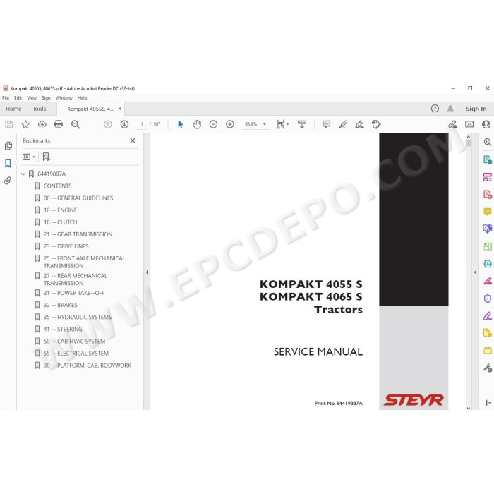 Steyr Tractor Kompakt 4055S 4065S service manual