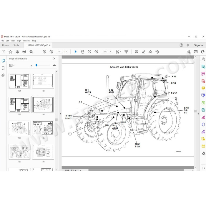 Steyr Tractor M968 M975 workshop service & repair manual DE