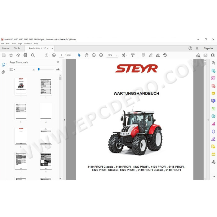 Steyr Profi 4110 4120 4130 6115 6125 6140 service manual DE