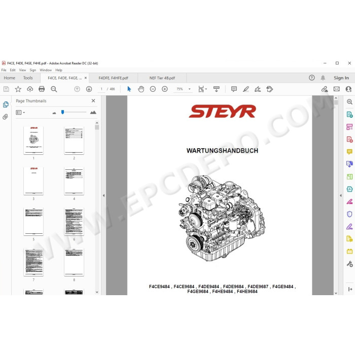Steyr Engine F4CE F4DE F4GE F4DFE F4HFE service manual DE