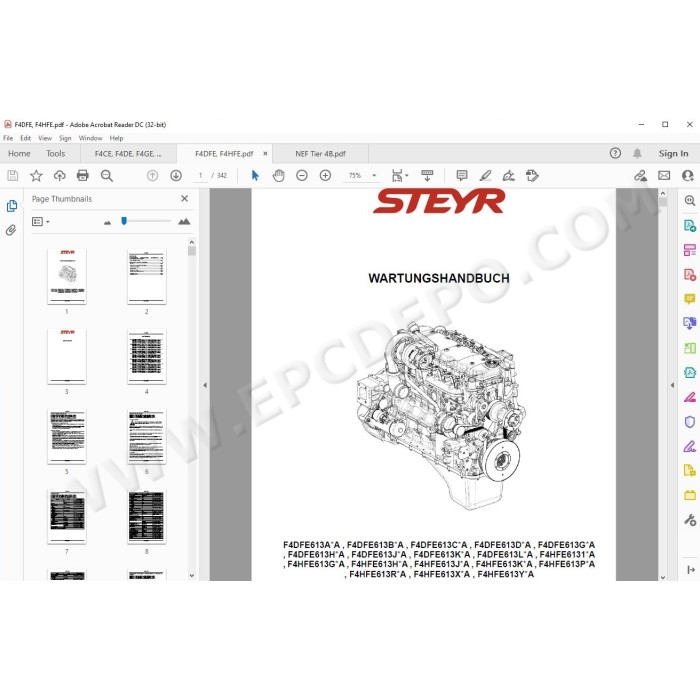 Steyr Engine F4CE F4DE F4GE F4DFE F4HFE service manual DE