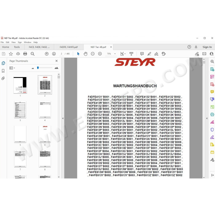 Steyr Engine F4CE F4DE F4GE F4DFE F4HFE service manual DE