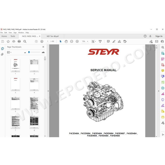 Steyr Engine F4CE F4DE F4GE F4DFE F4HFE service manual