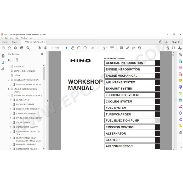 HINO TRUCK 2020 WORKSHOP SERVICE MANUAL