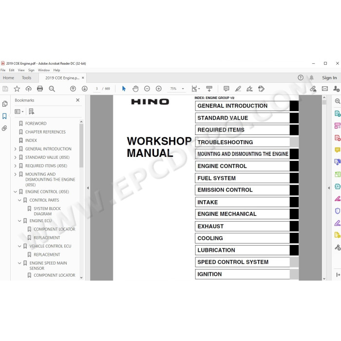 HINO TRUCK 2019 WORKSHOP SERVICE MANUAL
