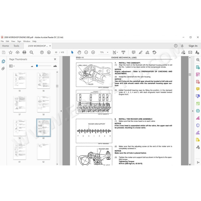 HINO TRUCK 2009 WORKSHOP SERVICE MANUAL