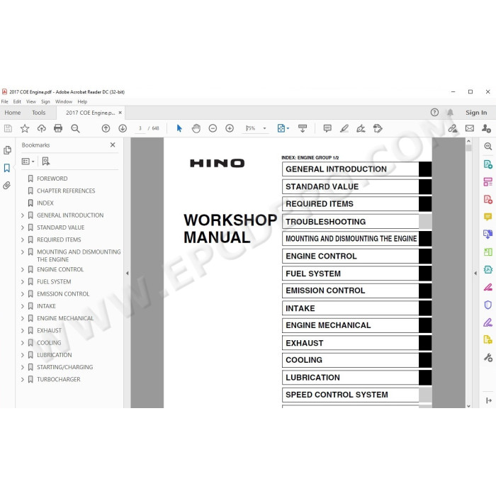 HINO TRUCK 2017 WORKSHOP SERVICE MANUAL