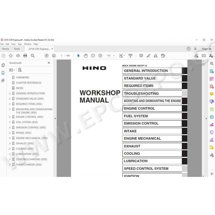 HINO TRUCK 2018 WORKSHOP SERVICE MANUAL