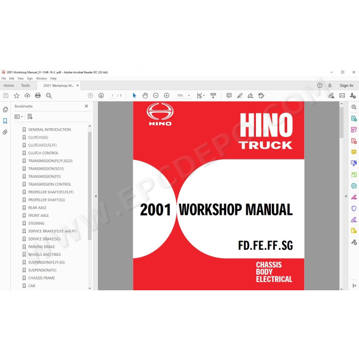 HINO TRUCK FD, FE, FF, SG, FA, FB 2001 SERVICE MANUAL