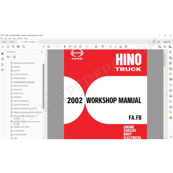 HINO TRUCK FD, FE, FF, SG, FA, FB 2002 SERVICE MANUAL