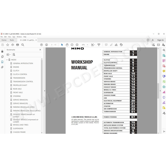 HINO TRUCK FD, FE, FF, SG, FA, FB 2002 SERVICE MANUAL