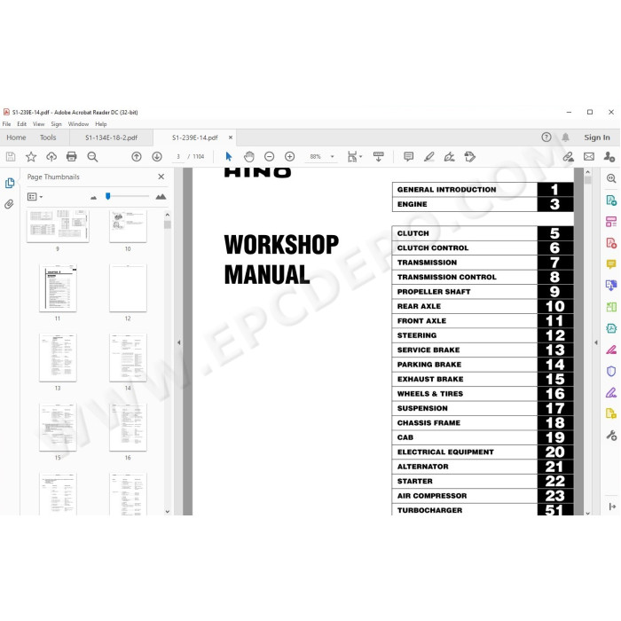 HINO TRUCK FD, FE, SG, FA, FB 2003 SERVICE MANUAL
