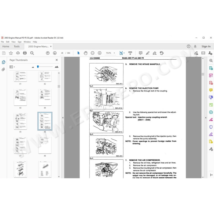 HINO TRUCK FD, FE, SG, FA, FB 2003 SERVICE MANUAL