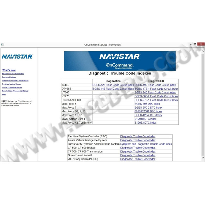 INTERNATIONAL TRUCK ISIS 2014 SERVICE INFORMATION