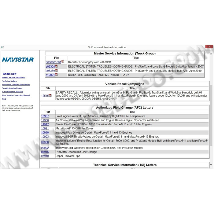 INTERNATIONAL TRUCK ISIS 2014 SERVICE INFORMATION