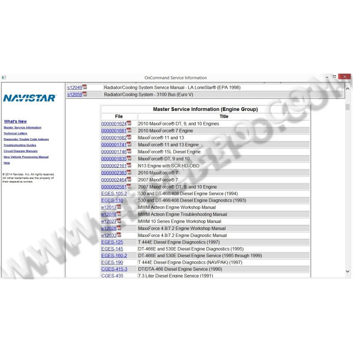 INTERNATIONAL TRUCK ISIS 2014 SERVICE INFORMATION